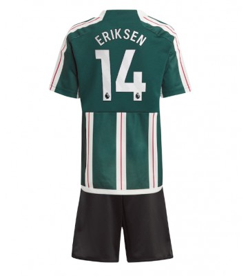 Lacne Dětský Futbalové dres Manchester United Christian Eriksen #14 2023-24 Krátky Rukáv - Preč (+ trenírky)